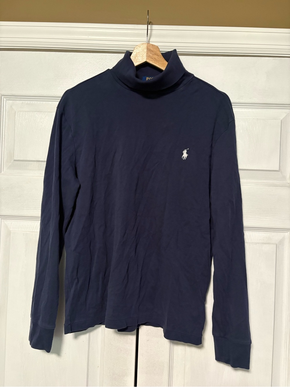 Polo Ralph Lauren Navy Blue Embroidered Pony Turtleneck Shirt M